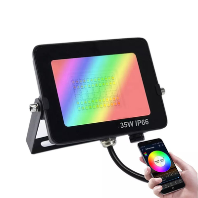 Uygulama kontrolü RGBCW Dış Su geçirmez LED sel lambaları 35W